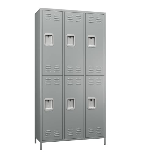 6 Door Metal Storage Locker 18 Hooks,Metal Locker for Employees with Lock for School Garage Office Gym Bedroom,Assembly Required