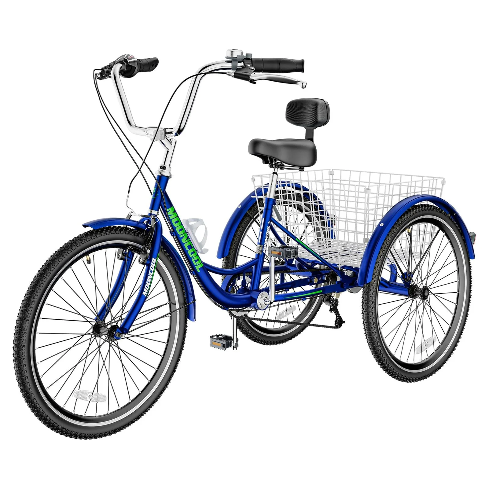 MOPHOTO 7 Speed Adult Tricycle 26 in/24in/20in, Trikes for Adults, Adult Tricycle with Basket & Dual Braking System, Adult Trikes for Women, Men
