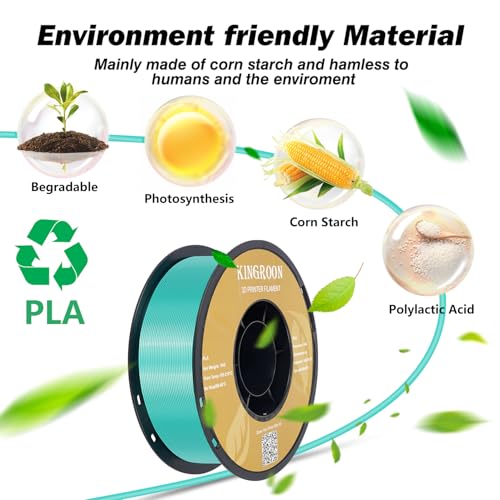 Kingroon Silk PLA Bundle 3D Printer Filament, Dimensional Accuracy +/- 0.03 mm, 10 kg Spool(22lbs)