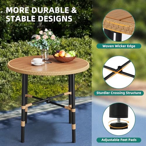 YITAHOME 5 Pieces Outdoor Patio Dining Table Chair Set,Wicker Patio Dining Set,Outdoor Rattan Dining Table Set for Patio, Backyard, Balcony