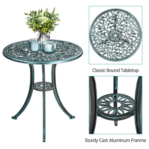 Yaheetech 3-Piece Outdoor Bistro Set w/Leaf Design, Rust-Resistant Cast Aluminum Table and Chairs for Balcony Backyard Garden