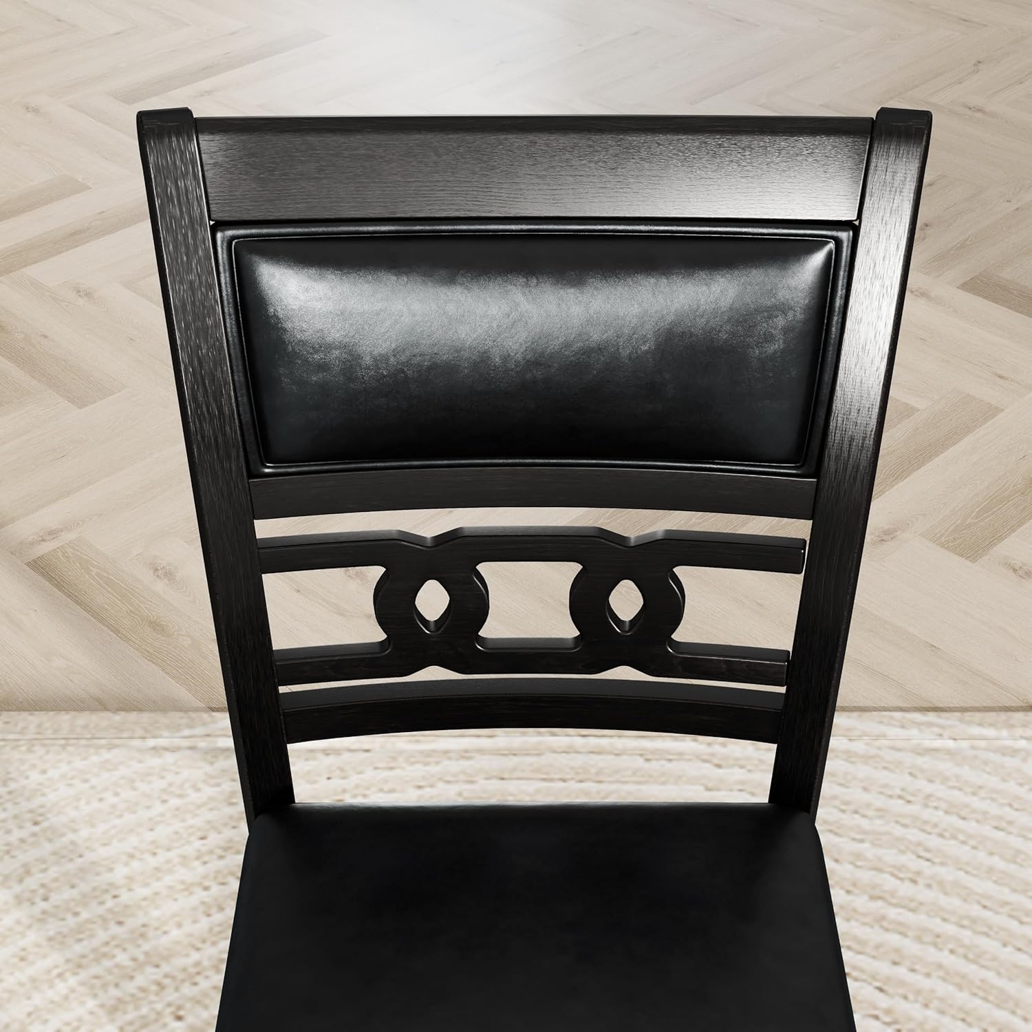 5-piece Counter Height Dining Round Table Set with One Faux Marble Top Dining Table and Four PU-leather Chairs,Dark Espresso