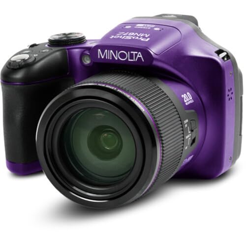 Minolta Pro Shot 20MP Digital Camera – 67x Optical Zoom, Full 1080p HD Video, Optical Image Stabilization, Wi-Fi, 3-inch Articulating LCD Screen