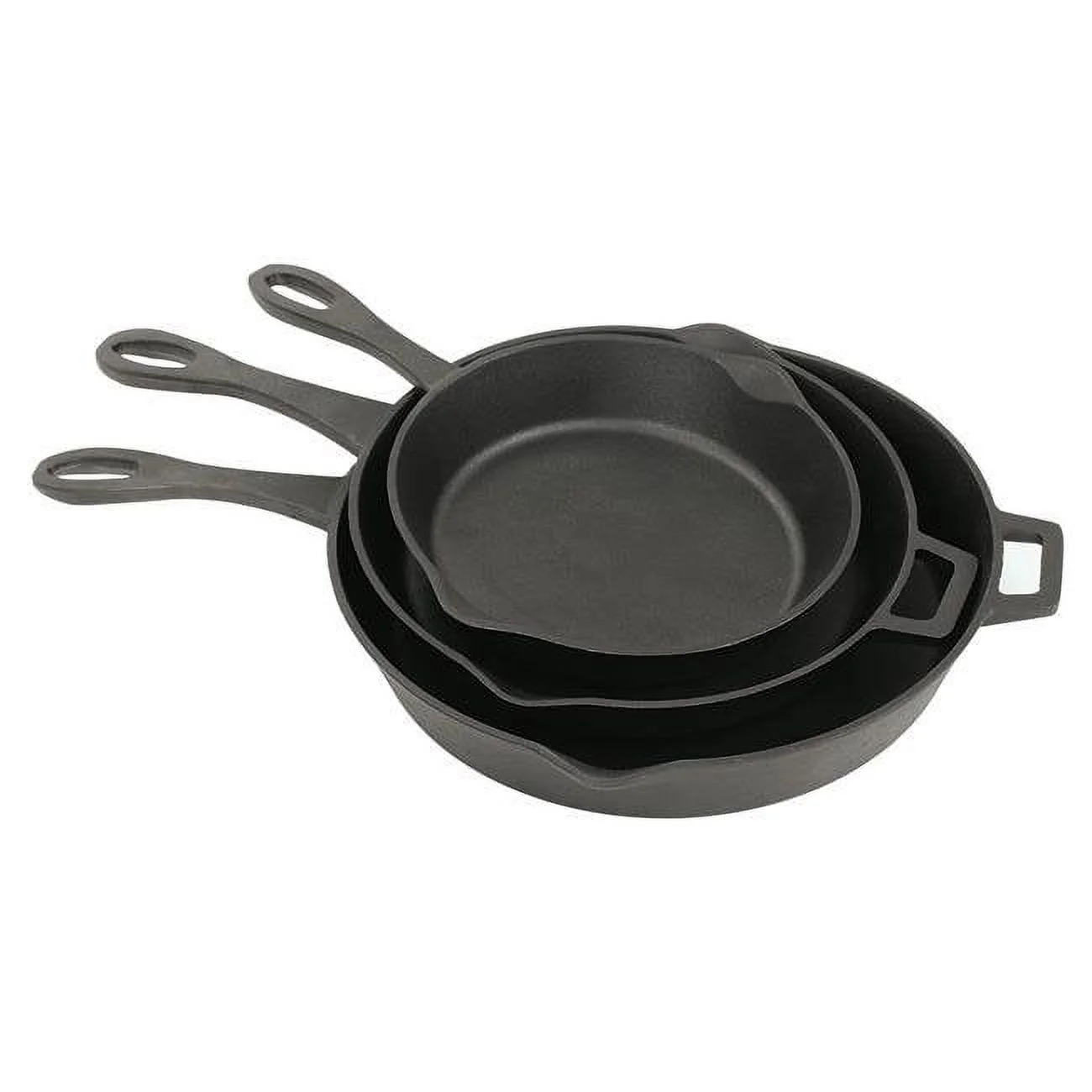 Bayou Classic 7405 3 Piece Cast Iron Skillet Set, 10"/12"/14"