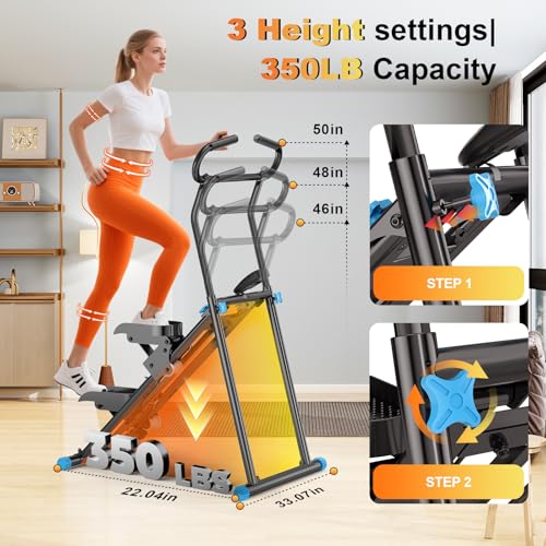 Foldable Stair Stepper Machine for Home Gym - 350LB Capacity Cardio Climber with LCD Monitor, Non-Slip Pedals & Handbar