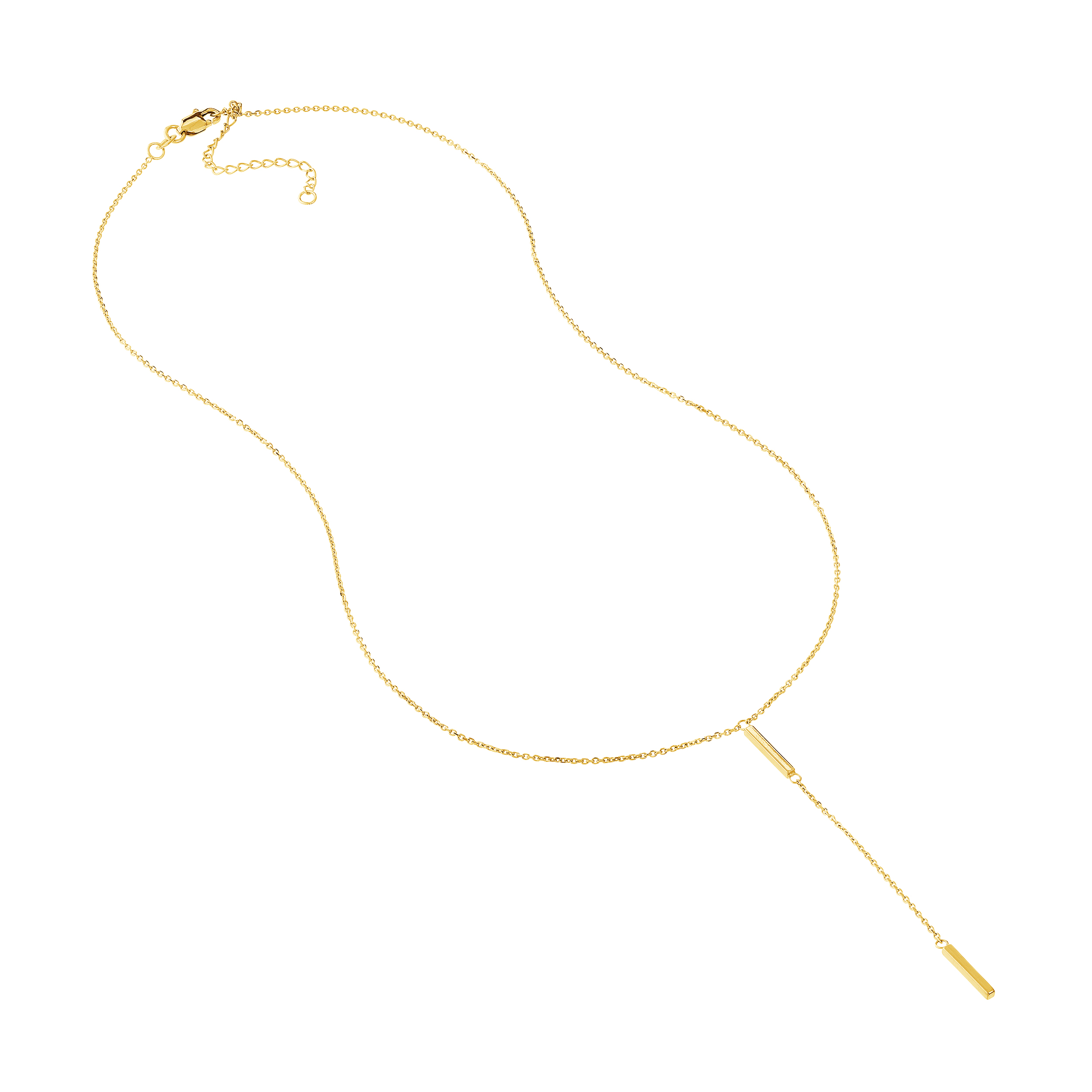 SZUL Women's 14K Solid Yellow Gold Double Bar Drop Necklace