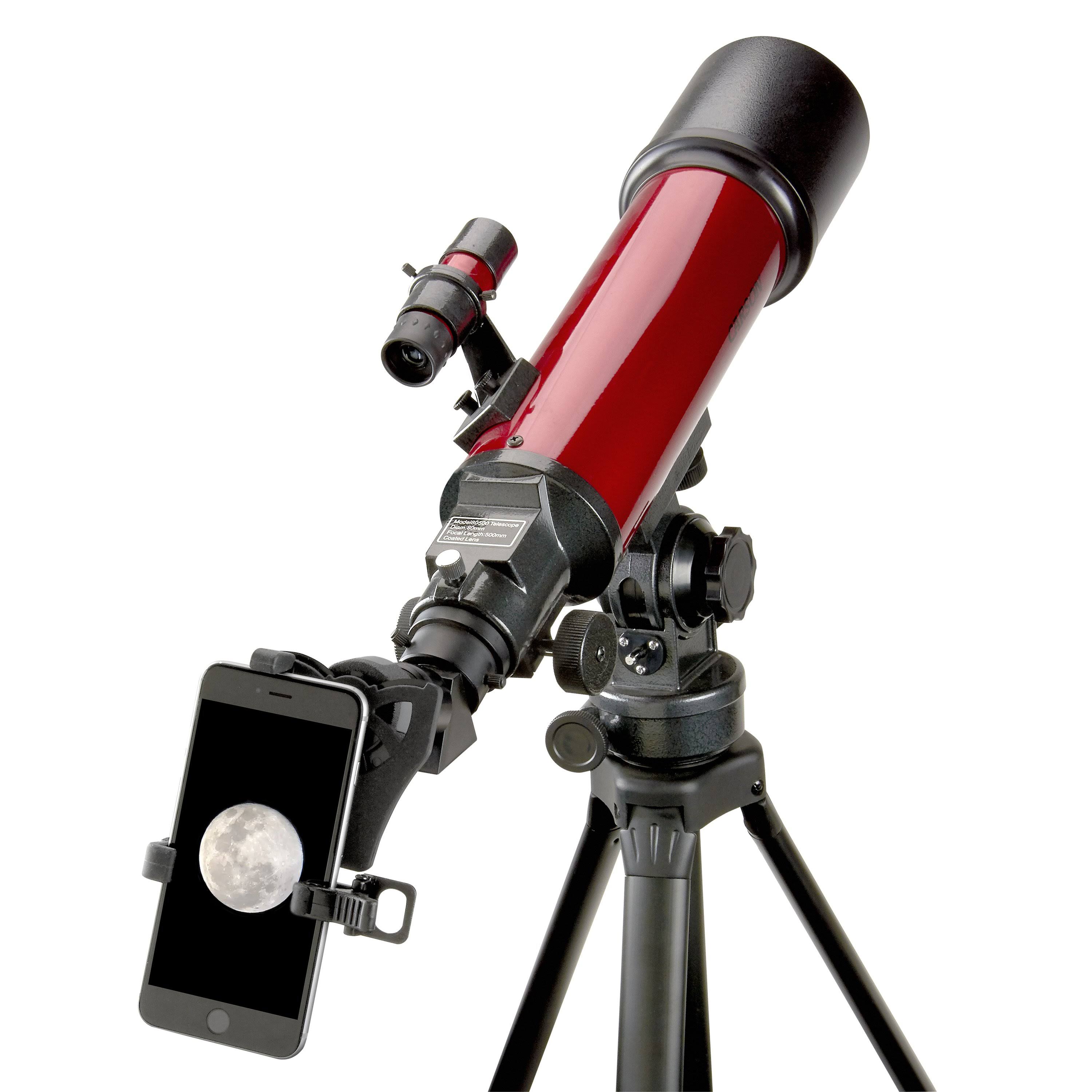 Carson RP-200SP 56 x 80 mm Refractor Telescope with Universal Smartphone Digiscoping Adapter, Red