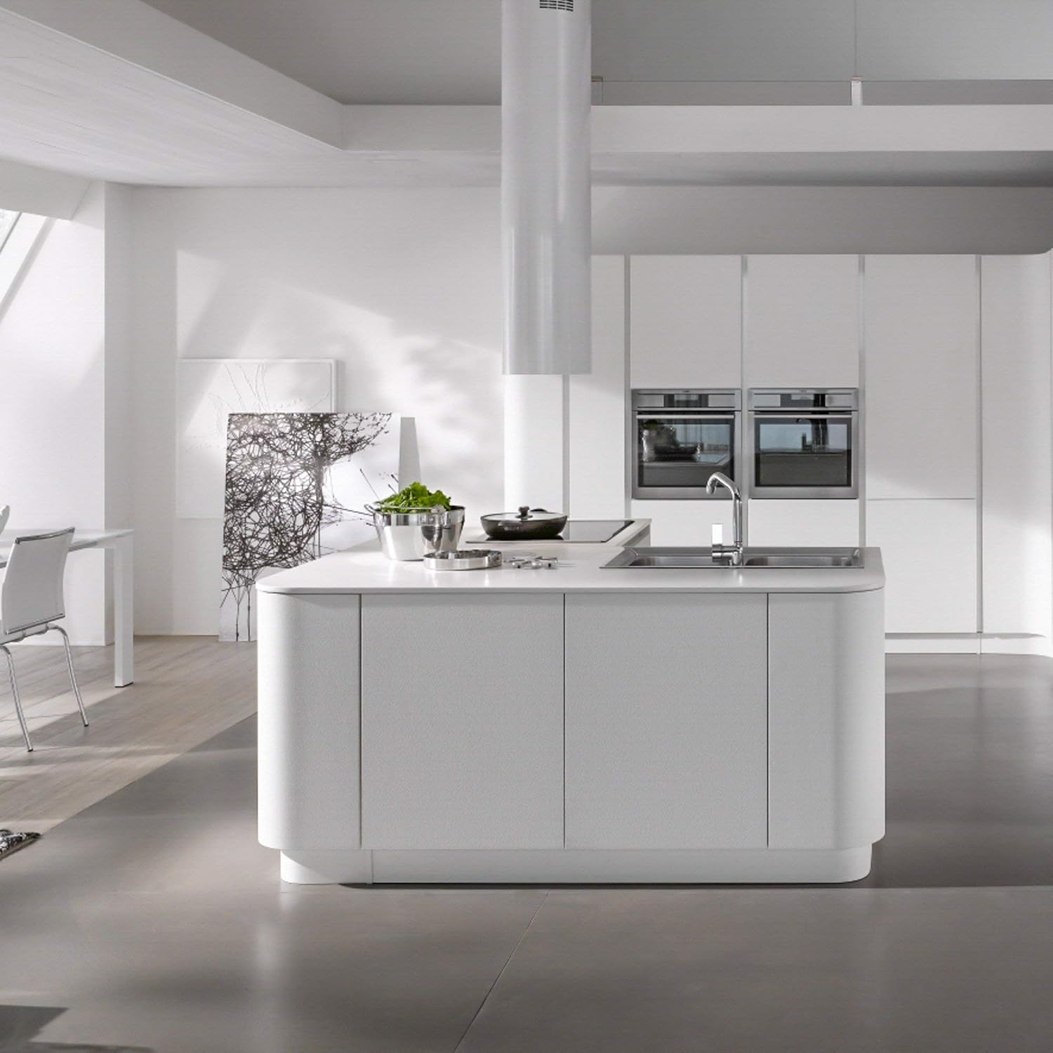 Futuro Futuro Island-Mount Range Hood 14" 940-CFM | Jupiter White | Stainless Steel Vent Hood | Contemporary Sleek Exhaust Hood | LED