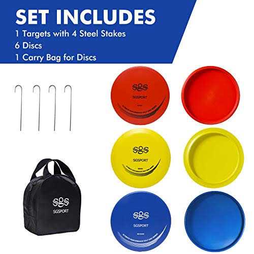 SGSPORT Disc Golf Basket with Discs Portable Disc Golf Target with Heavy Duty 24-Chains Disc Golf Course Basket - Sports Supplies Online Store