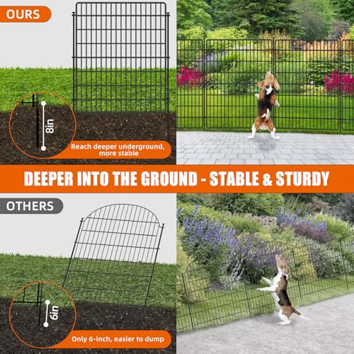 15 Panels No Dig Fence with Gate, 32 in(H) X 36 ft(L) Garden Decorative Fence Animal Barrier for Dogs