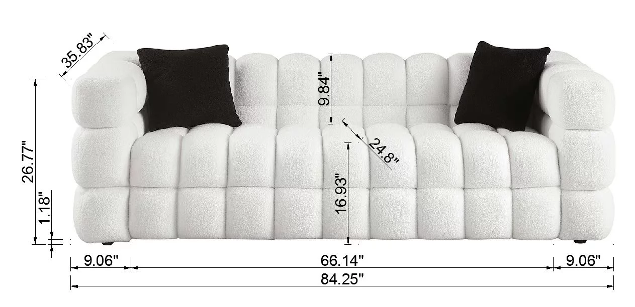 Holaki 3+2 Living Room Sofa Set, Modern Loveseat and 3 Seat Couch Furniture, White