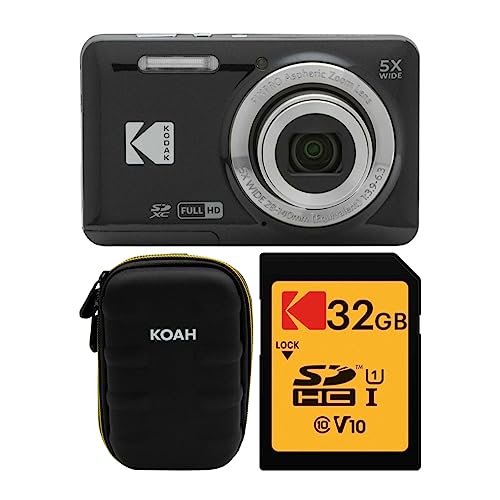 Kodak PIXPRO Friendly Zoom FZ55 Digital Camera (Black) Bundle with Case for Compact Cameras