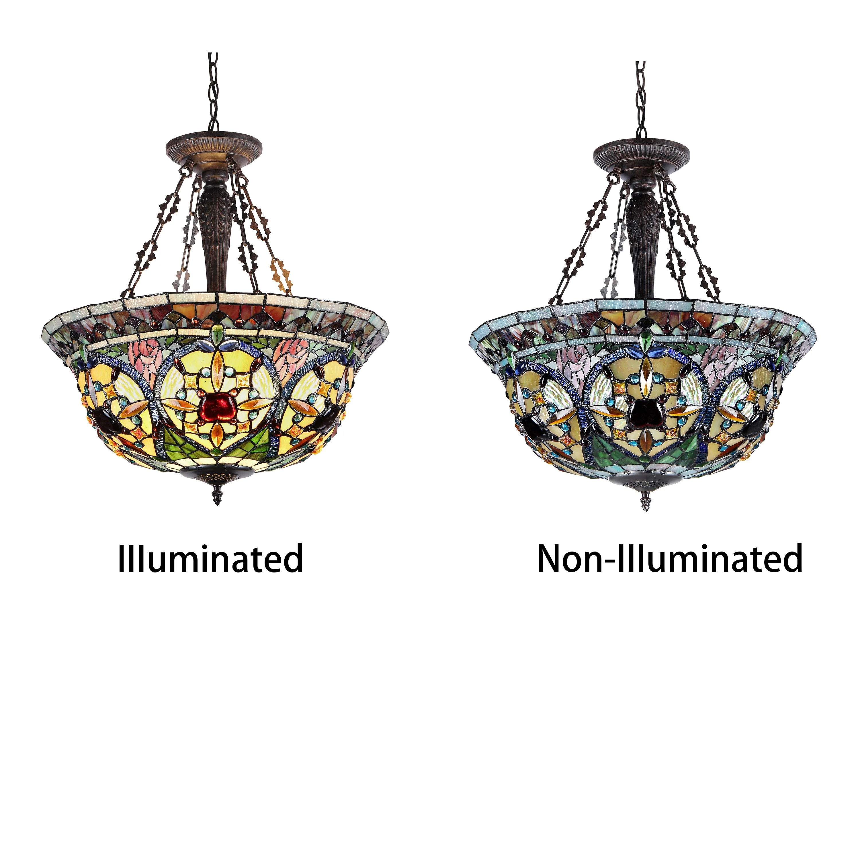 RADIANCE Goods Tiffany-Style 3 Light Victorian Inverted Ceiling Pendant 22" Shade