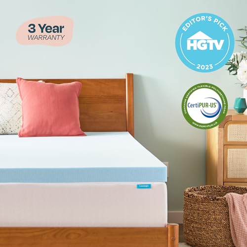LINENSPA Memory Foam Mattress Topper - 2 Inch Gel Infused Memory Foam - Plush Feel - Cooling and Pressure Relieving - CertiPUR Certified