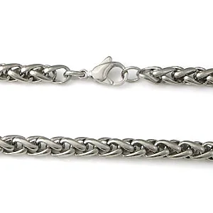 Titanium Kay Titanium 7MM Wheat Chain Link Matte Finish Men's Gray Color Necklace 18"