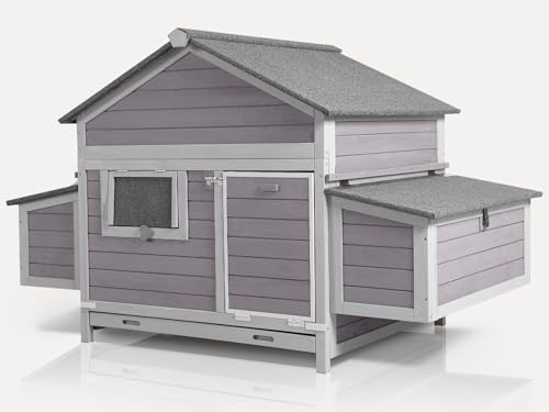 Large Chicken Coop - Unique Folding Design for Easy to Set Up - Chicken House for Outdoor with Two Nesting Box, Leakproof Pull-on Tray