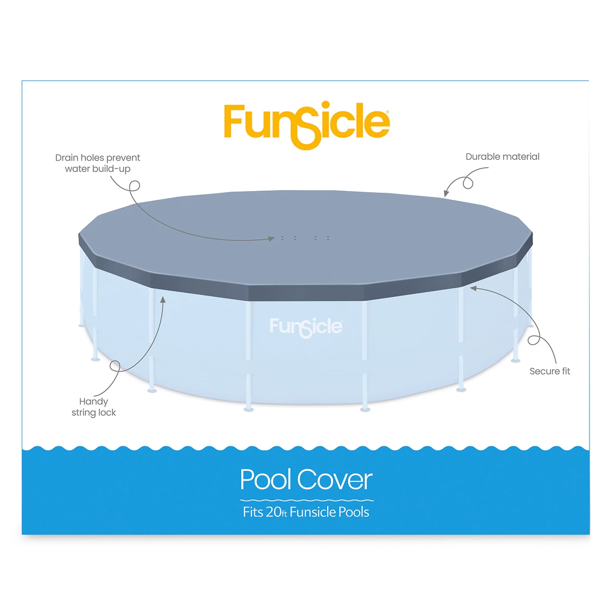 Funsicle 16' x 48" Oasis Round Frame Pool with 16' Debris Cover, Stone