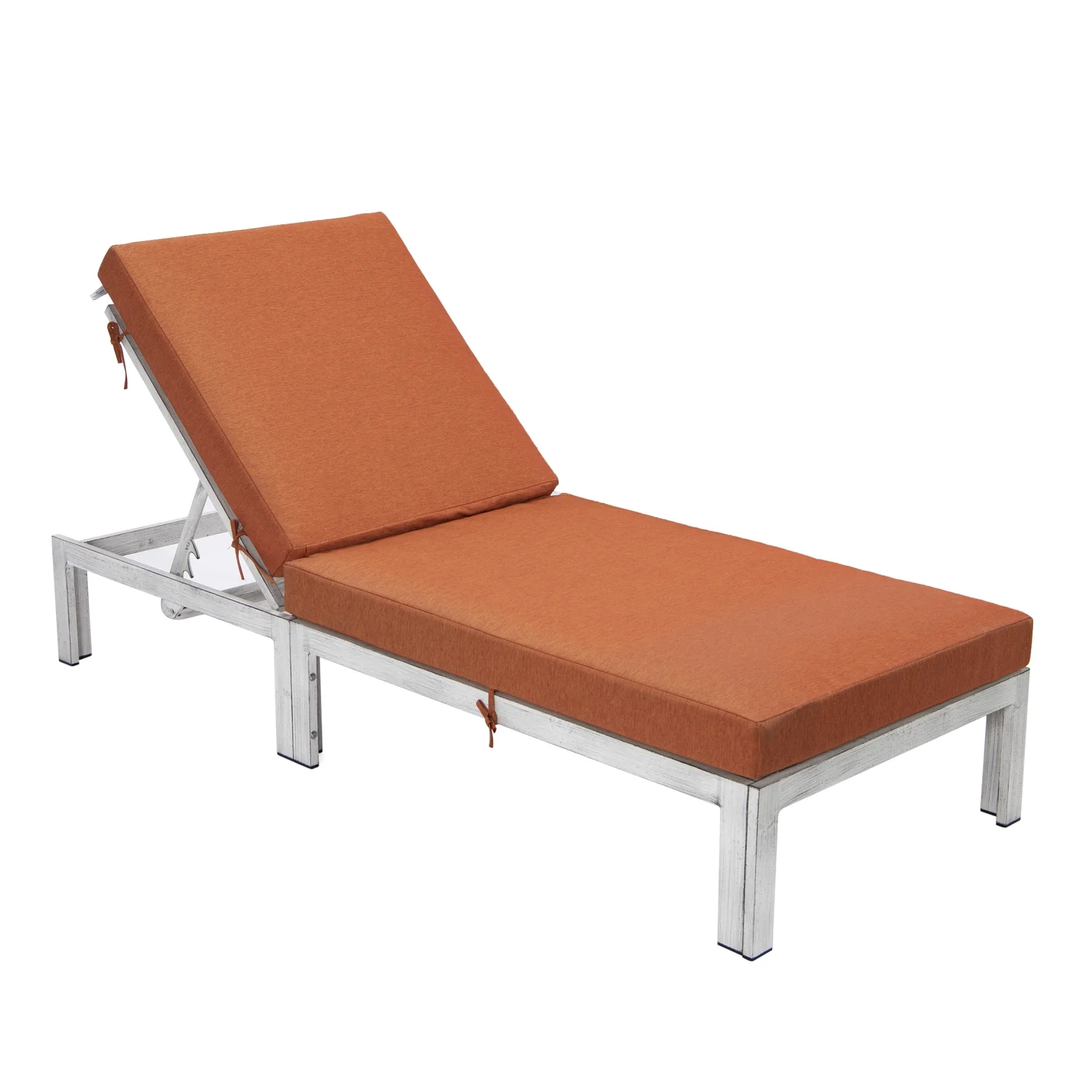 HomeStock Earthy Elements Modern Outdoor Weathered Grey Chaise Lounge Chair With Cushions