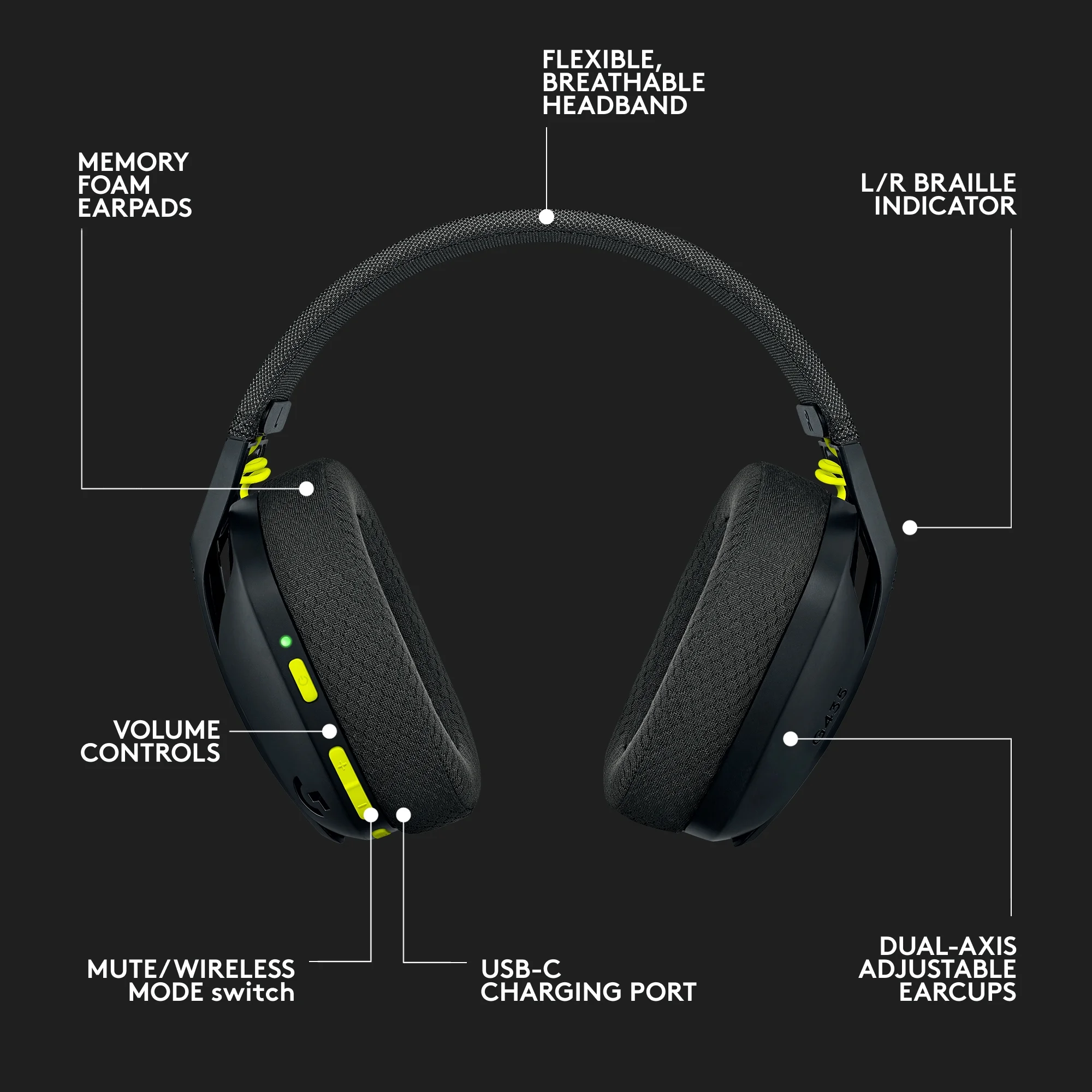 Logitech G435 LIGHTSPEED and Bluetooth Wireless Gaming Headset - Lightweight over-ear headphones, built-in mics, 18h battery