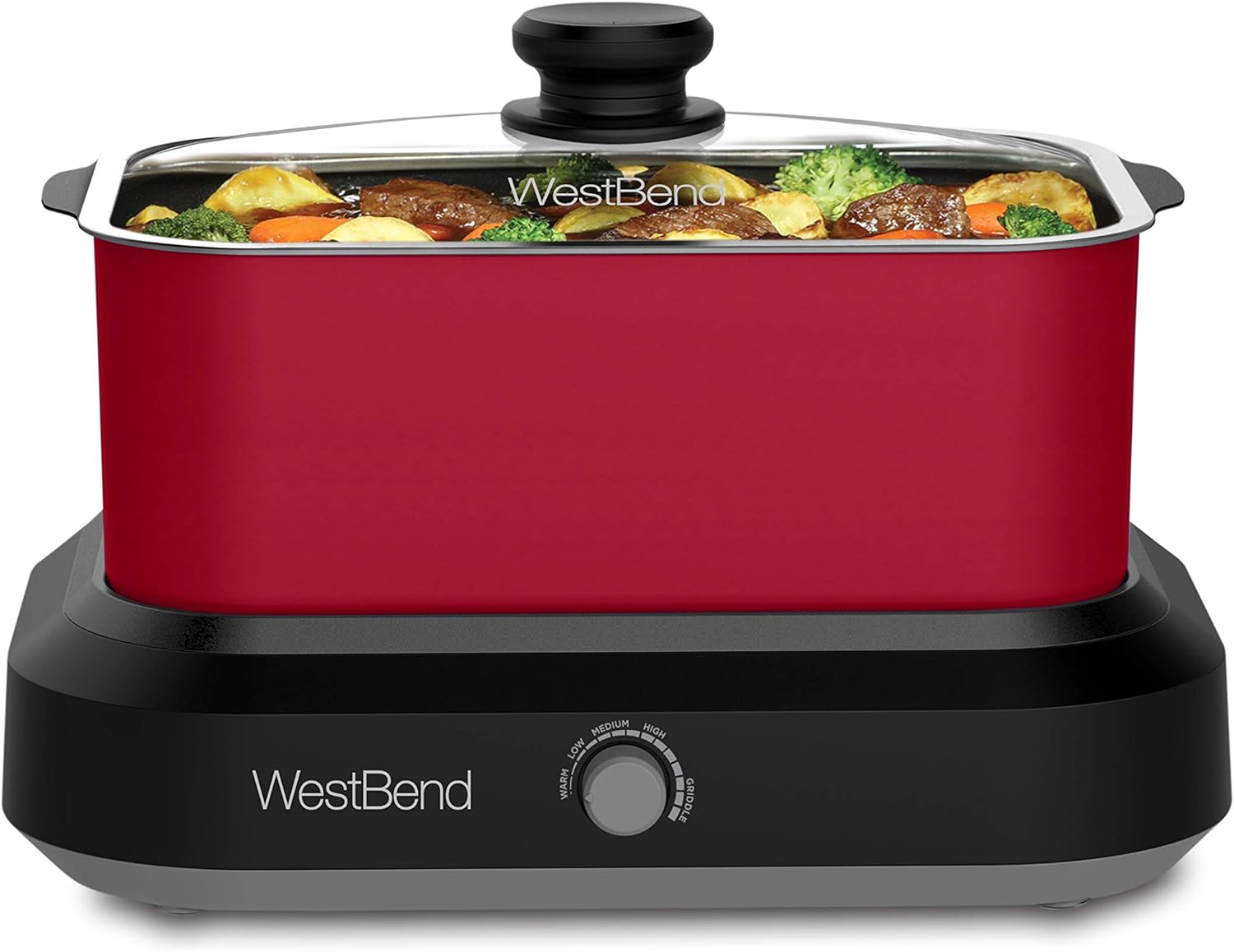 West Bend 87905 Versatility Slow Cooker Large Capacity Non-stick Dishwasher Safe Variable Temperature Control Includes Travel Lid & Thermal Carrying