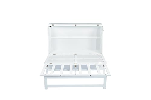 Queen Murphy Bed with Desk and Removable Shelves on Each Side, Murphy Bed Chest Murphy Bed Frame w/USB Port for Home Office, Studio or Guest Room