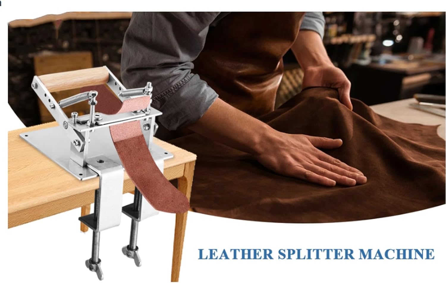 Leather Skiver Machine with 4 Screw, Manual Leather Splitter Peeling Paring Machine, Leather Skiving Tools for Vegetable Tanned Leather
