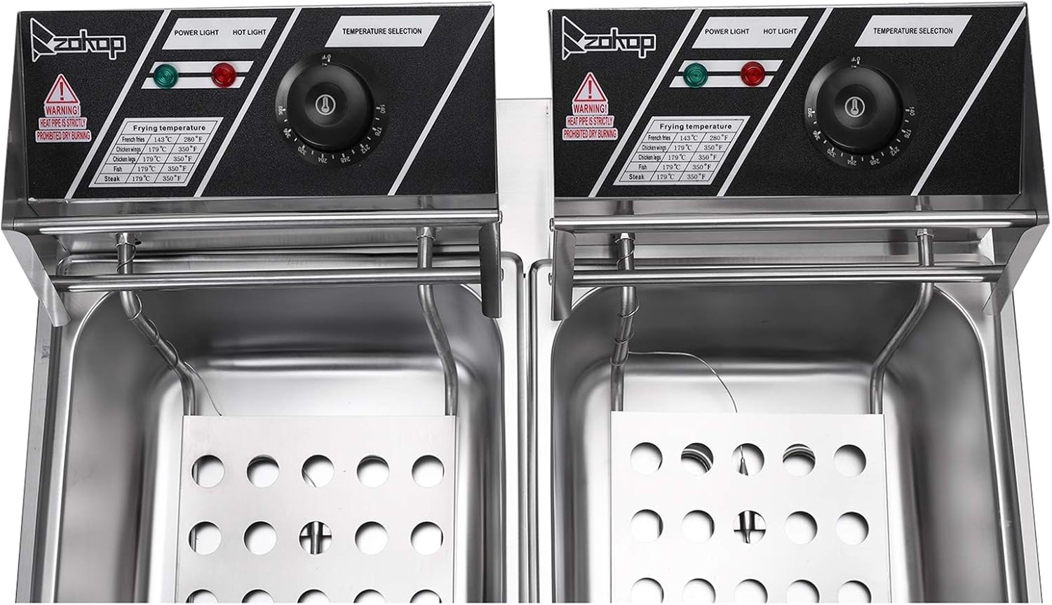 Commercial Deep Fryer,Heavy Duty Stainless Steel Dual Tank with 2 Baskets Electric Countertop Fryer for Restaurant and Home Use