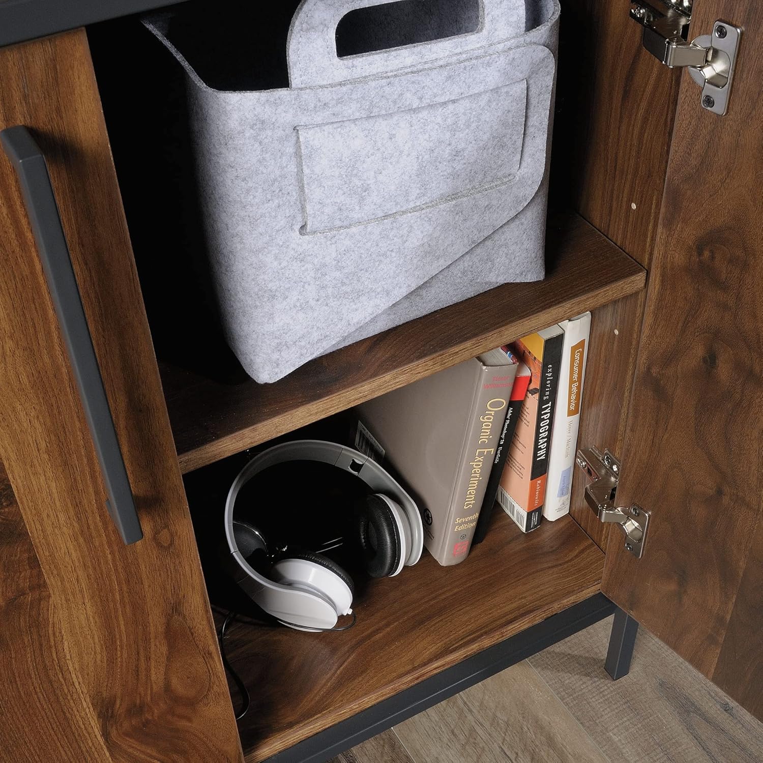 Sauder Nova Loft Bookcase with Doors, L: 33.07 x W: 17.32 x H: 75.98, Grand Walnut Finish