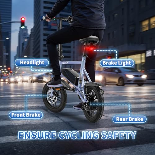 Winado Electric Bike for Adults, 14" Folding Electric Bicycle 450W Motor with Dual Disc Brakes, Max Range 25Miles(Pedal-Assist) & Speed 15.5MPH