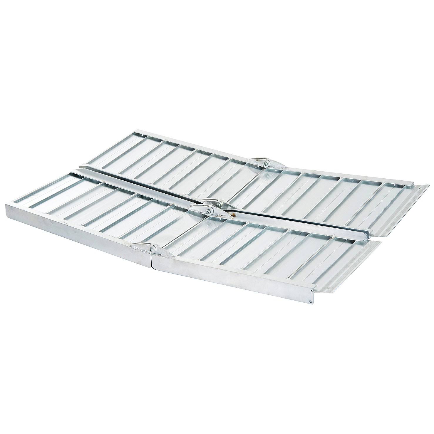HOMCOM Lightweight Aluminum Portable Skidproof PVC Carpeted Folding Wheelchair Ramp, 4&