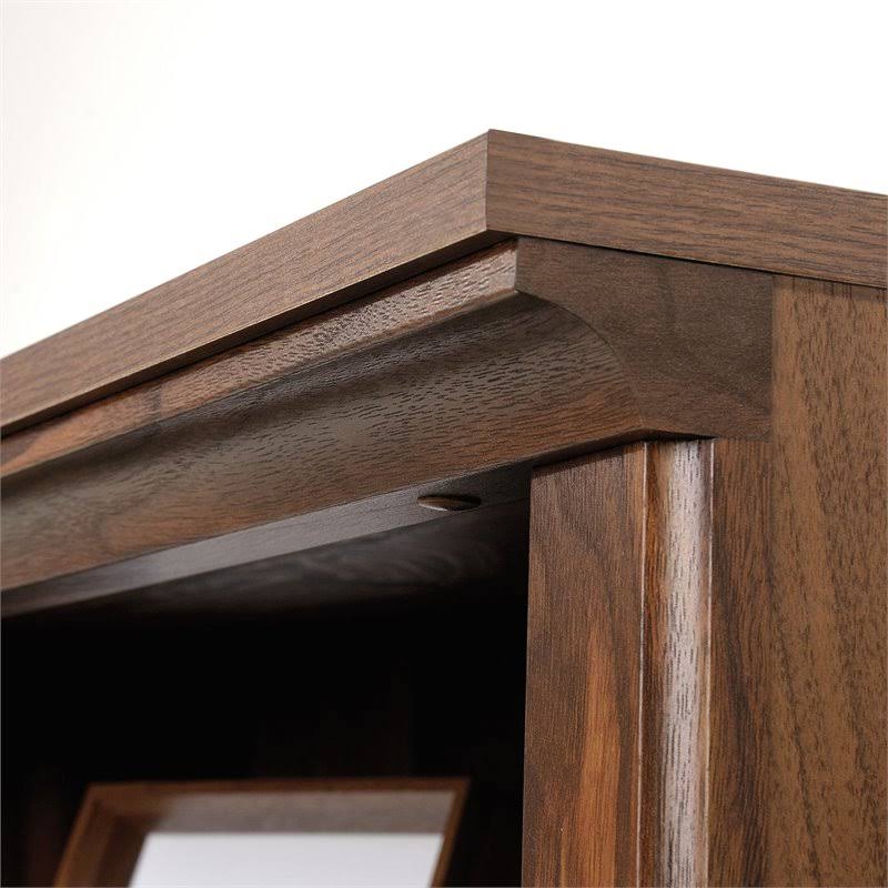 Sauder 5-Shelf Bookcase with Doors in Grand Walnut