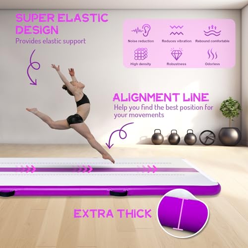 FEATH-R-LITE 10/13ft Inflatable Gymnastics Tumble Track Tumbling Mat 4in Thick Air Floor Tumble Track with Electric Pump for Cheer