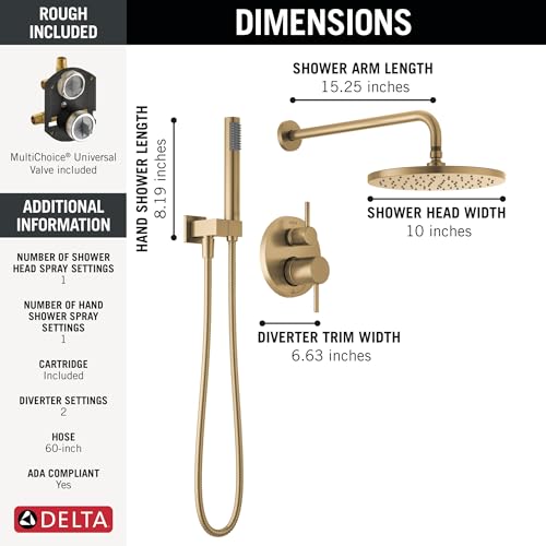 Delta Faucet Modern Raincan 2-Setting Round Shower System Including Rain Shower Head and Handheld Spray Chrome - Radiant Selections