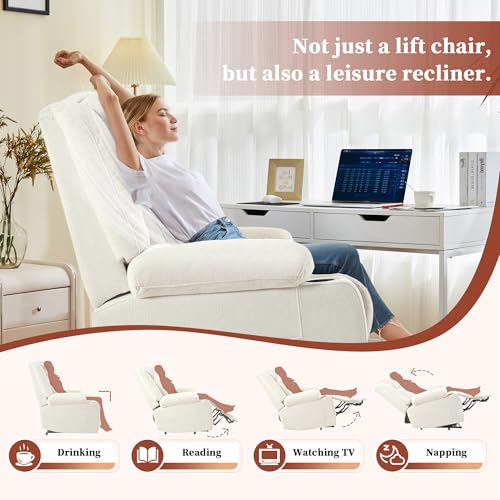 Small Power Lift Recliner for Elderly, Lift Chair Recliners, Electric Recliner Chairs for Seniors, Remote Control, Adjustable, Side Pocket (Navy Blue)