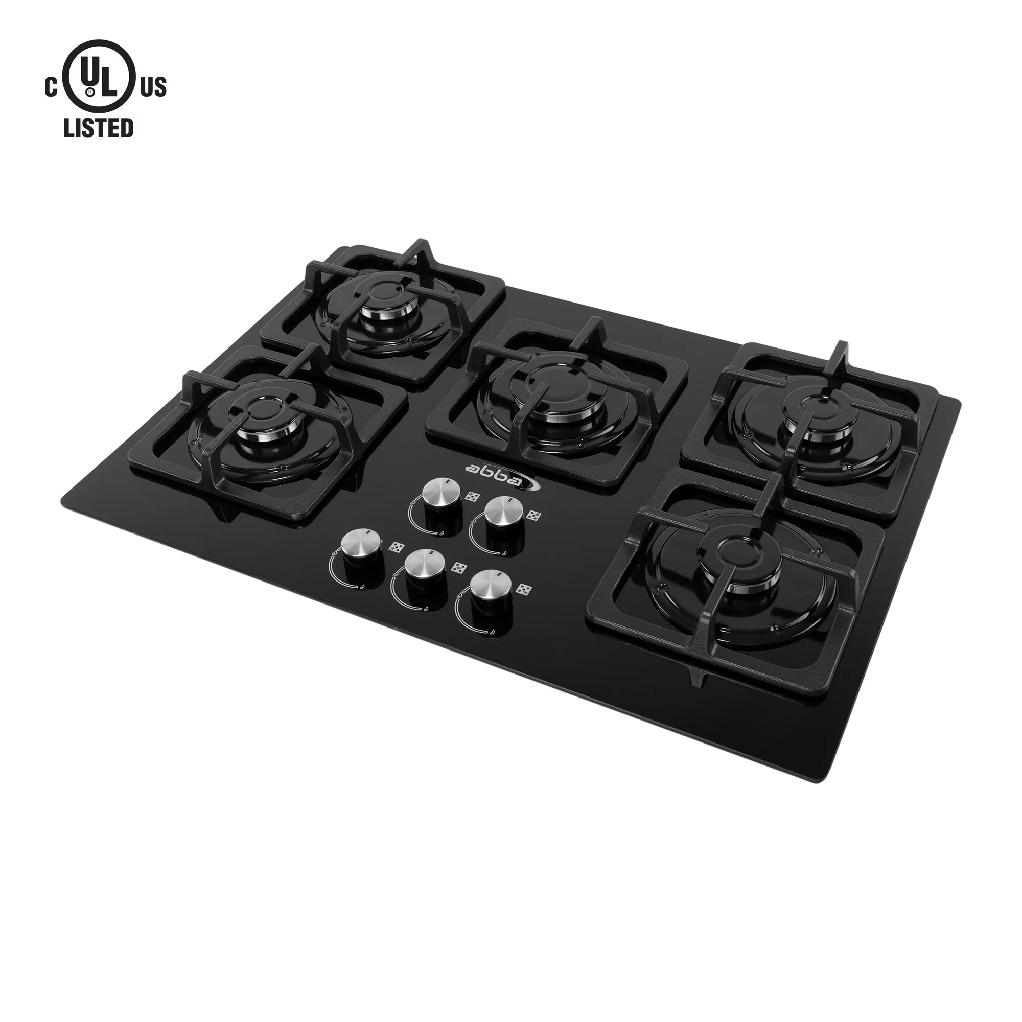 ABBA 30-in Gas Cooktop with 5 Sealed Burners - Tempered Glass Surface with SABAF Burners, Natural Gas Stove for Countertop, Easy to Clean
