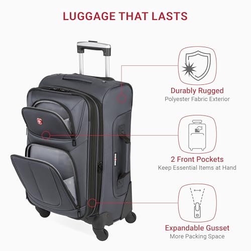 SwissGear Sion Softside Expandable Roller Luggage, Teal, 3 Piece Set (21/25/29)
