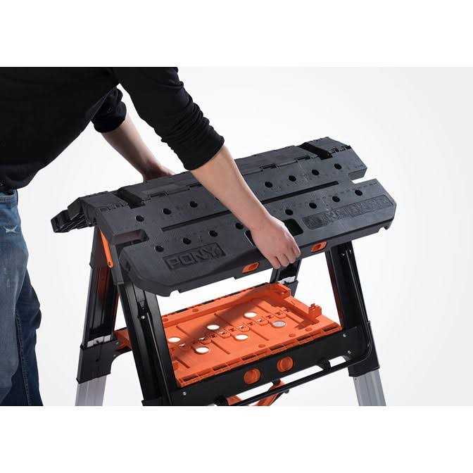 Pony 31-in W x 32-in H Black and Orange Plastic Adjustable Height Work Bench - Shop Hardware Tools Online Store