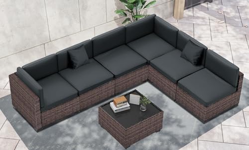 KIGOTY Patio Furniture Set 7 Pieces Conversation Sets, Outdoor Sectional Sofa