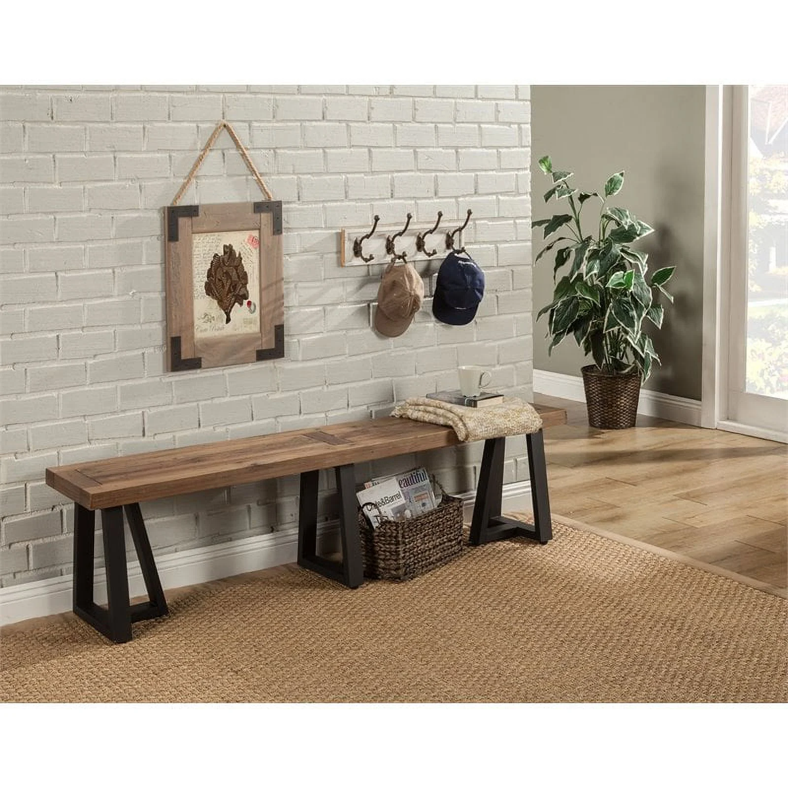 Home Square 4 Piece Set with Dining Table Dining Side Chairs & Dining Bench