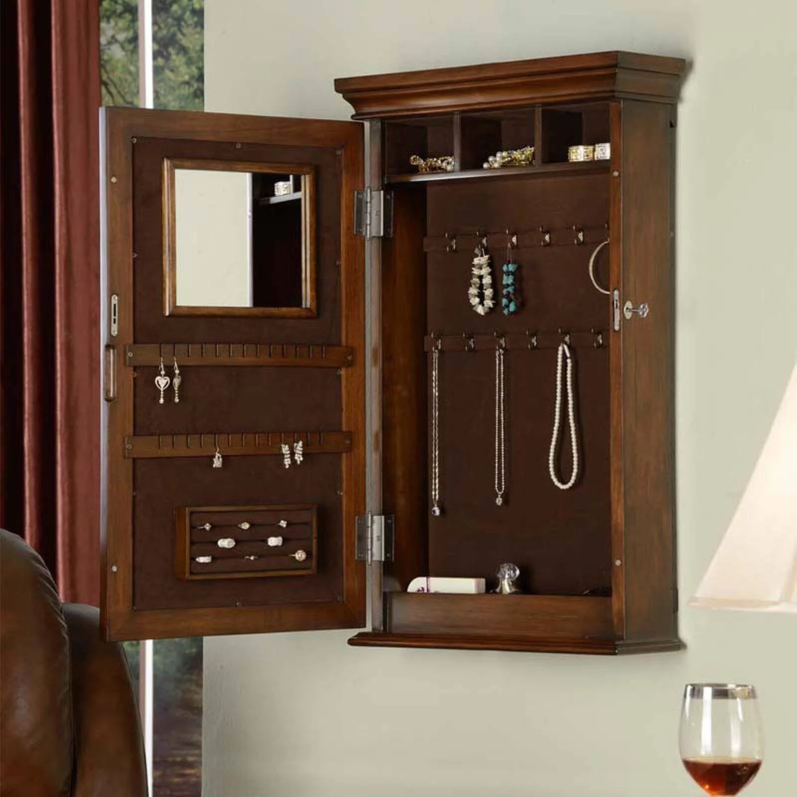 Wildon Home Morris Wall Mounted Jewelry Armoire
