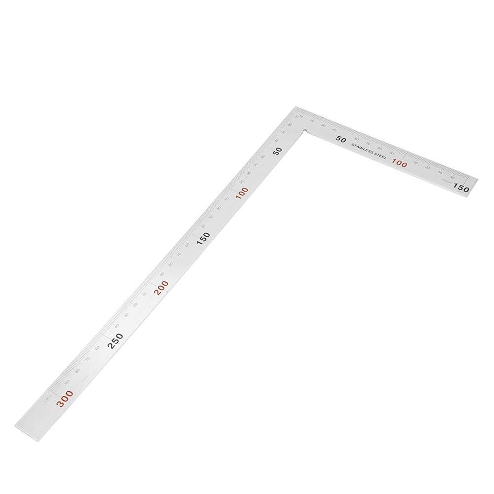 L-Shaped Framing Square Stainless Steel 90 Degree Right Angle Square Ruler Carpenter��s Square Metal Measurement Square Tool(300mm150mm)