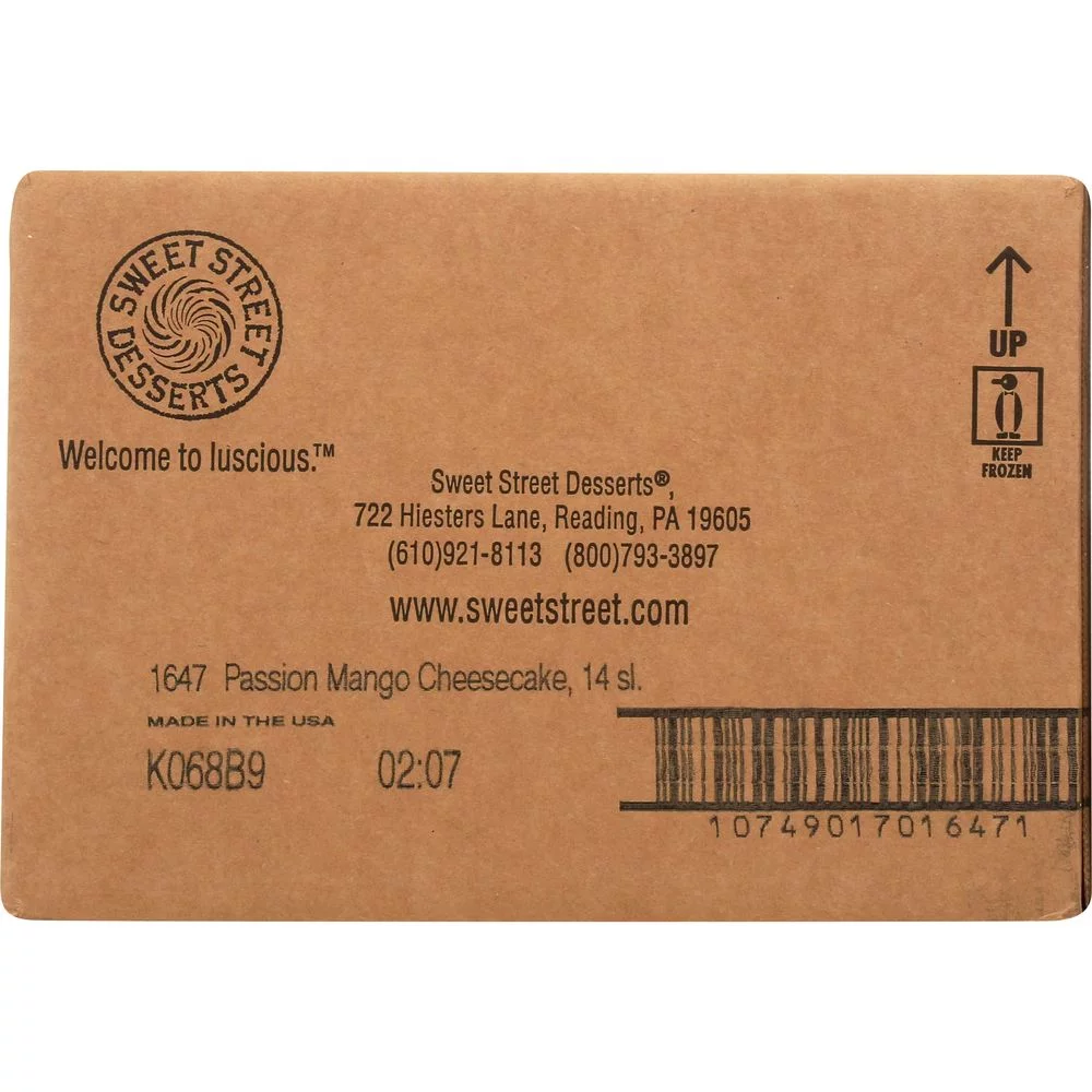 Sweet Street Passion Mango Cheesecake, 14 count -- 2 per Case.