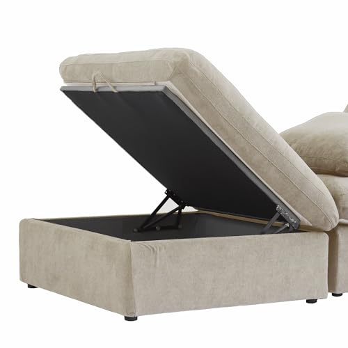 160.6" Cloud Couch Modular Sectional Sofa for Livingroom,Oversized Convertible Sofa with Storage Ottomans,6 Seat Wide Couches