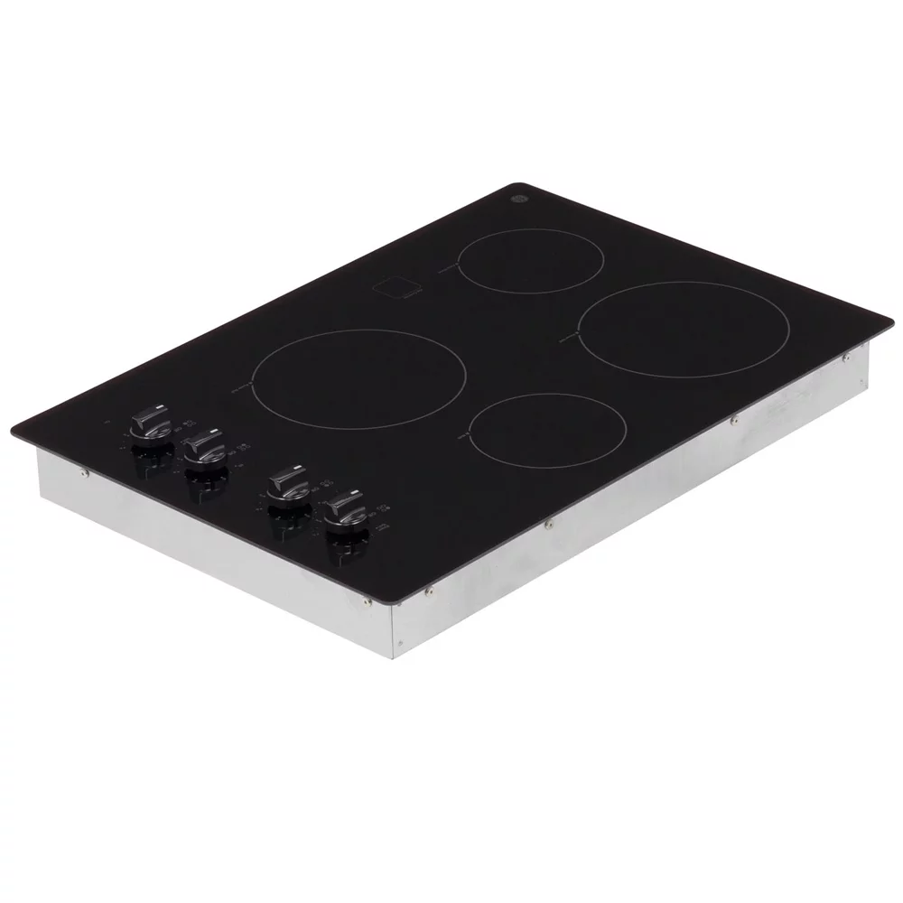 GE JP3030DJBB 30 inch Built-In-Knob Control Electric Cooktop Bundle with Premium 2 YR CPS Enhanced Protection Pack