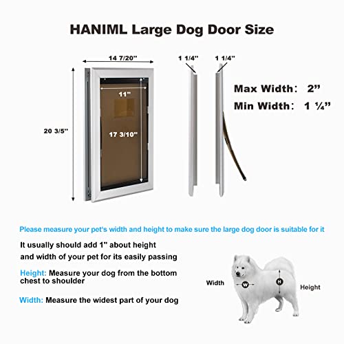 Giant Dog Door for Exterior Doors: Heavy Duty Aluminum Doggie Door, Extreme Weather Doggy Door for Large and Extra Large Dogs Up to 220 lbs