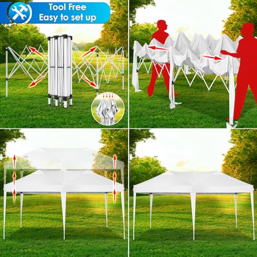 COBIZI Canopy 10x20 Pop Up Canopy Tent with 6 Sidewalls Party Tents for Parties Weddings Backyard Waterproof Canopy Outdoor Commercial Canopy Event