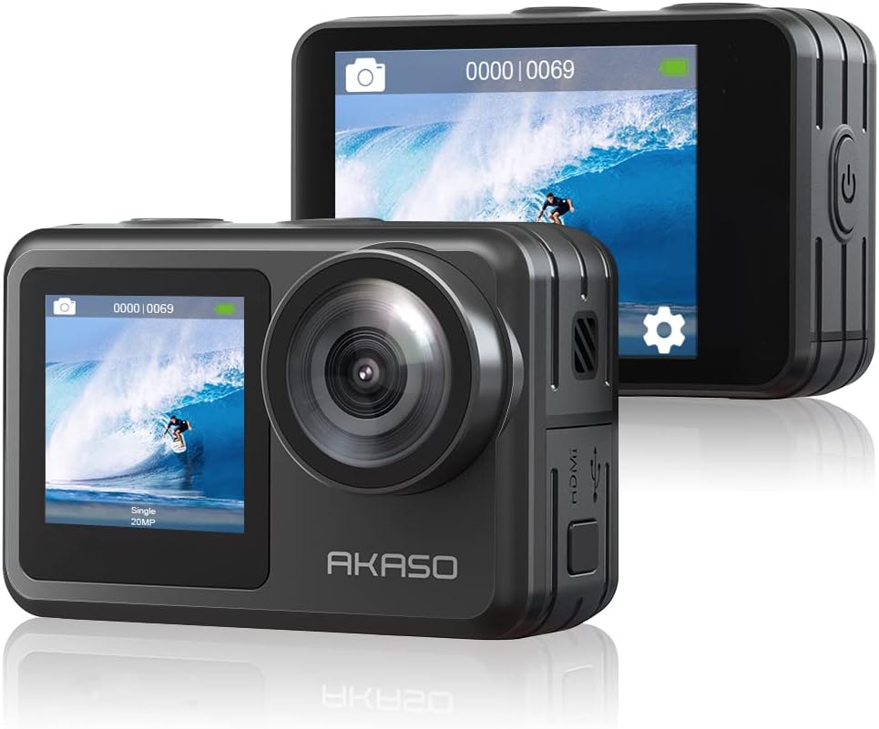 AKASO Brave 7 LE 4K30FPS 20MP WiFi Action Camera with Touch Screen Vlog Camera EIS 2.0 Remote Control 131 Feet Underwater Camera with 2X 1350mAh