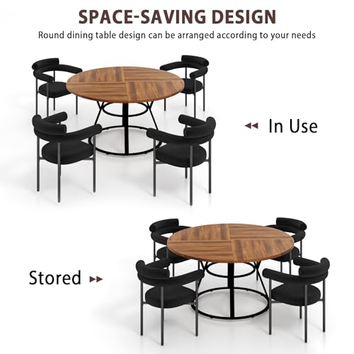 STHOUYN 47” Round Dining Table Set for 4, Small Round Kitchen Table with 4 Boucle Dinner Chairs
