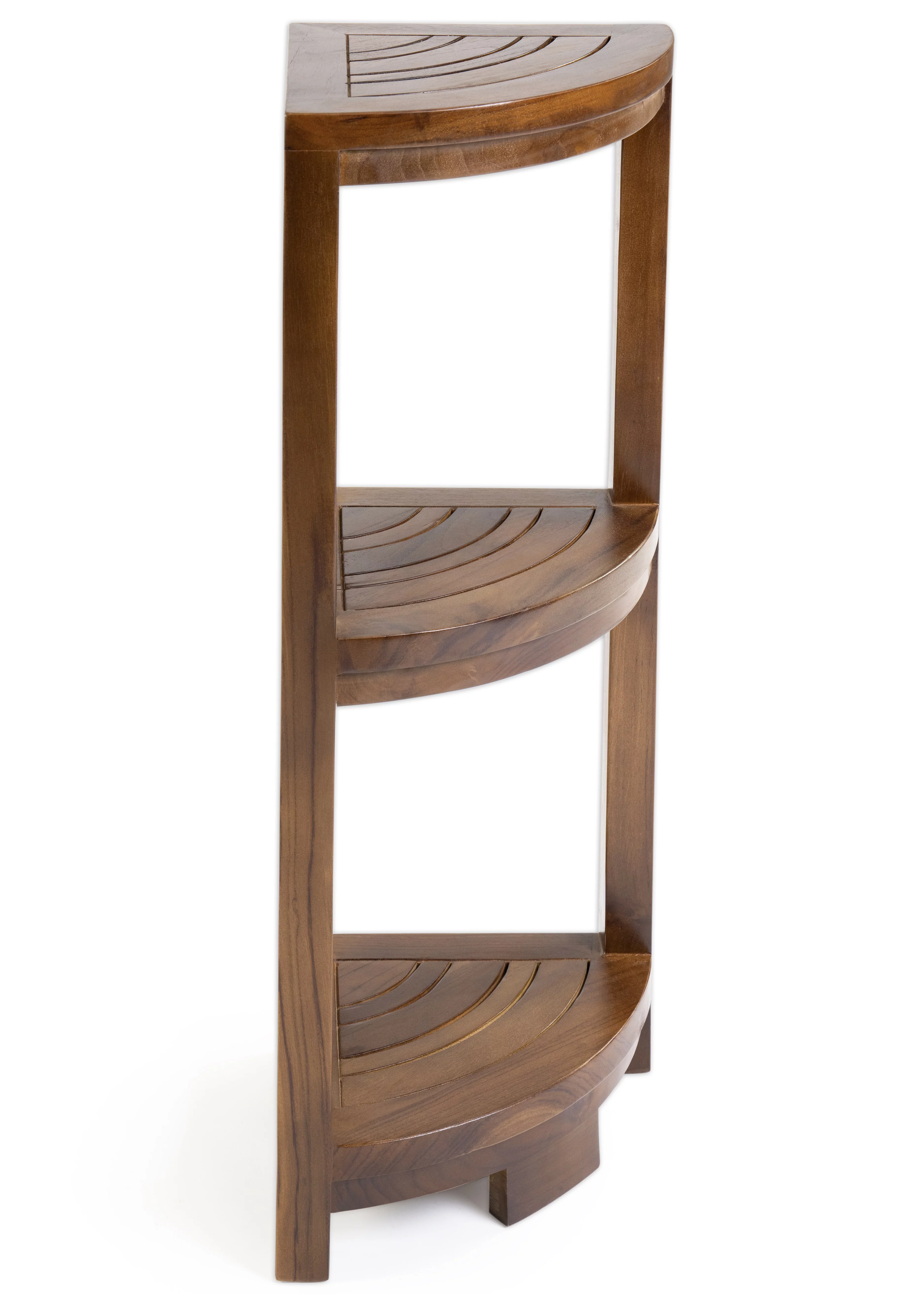 ALATEAK Corner Teak Wood Bath Spa Shower Stool Corner Shelf Storage Fully Assembled