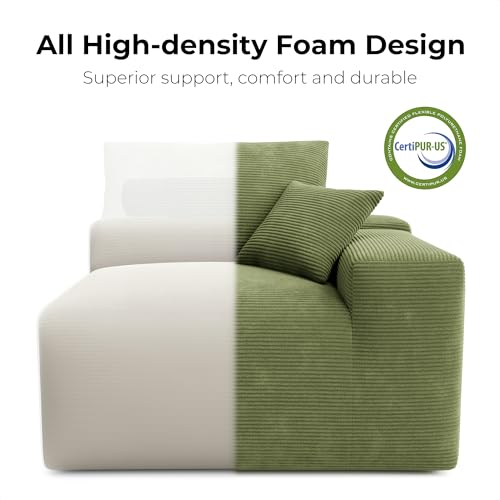 LIKIMIO 120" Modern L-Shaped Modular Sectional Sofa for Living Room, Corduroy Upholstery Green